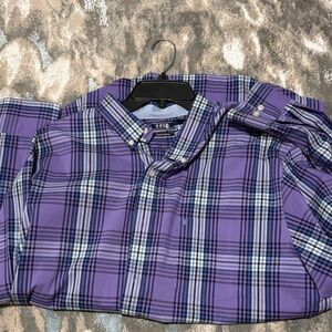 Izod Men's Casual Purple Checkered Shirt